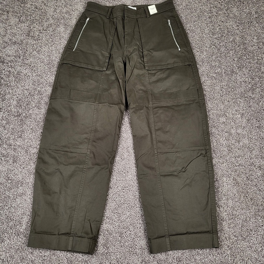 Abercrombie & Fitch Utility Pant Women 28 Green New Wide Leg Cargo Zipper Pocket